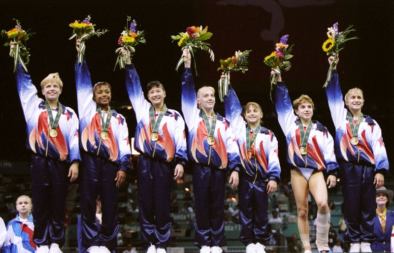 The US women’s gymnastics team. Photo via Getty Images/Doug Pensinger /Allsport.